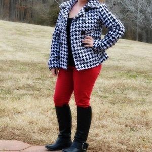 Houndstooth pea coat